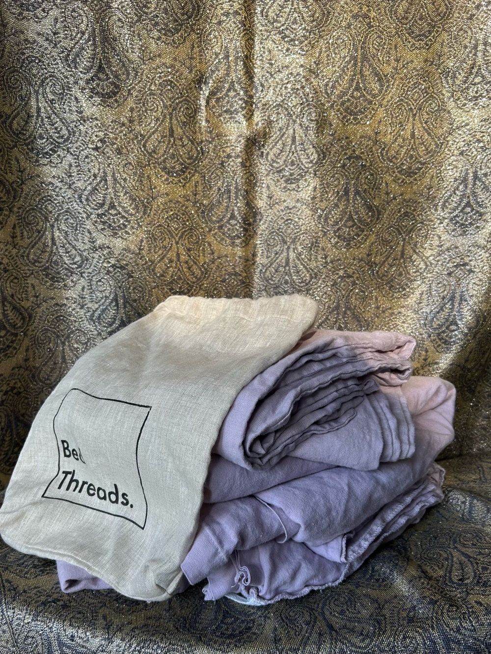 Bed Threads Lilac Linen Duvet Cover and Pillowcases- Soft Lavender Bedding